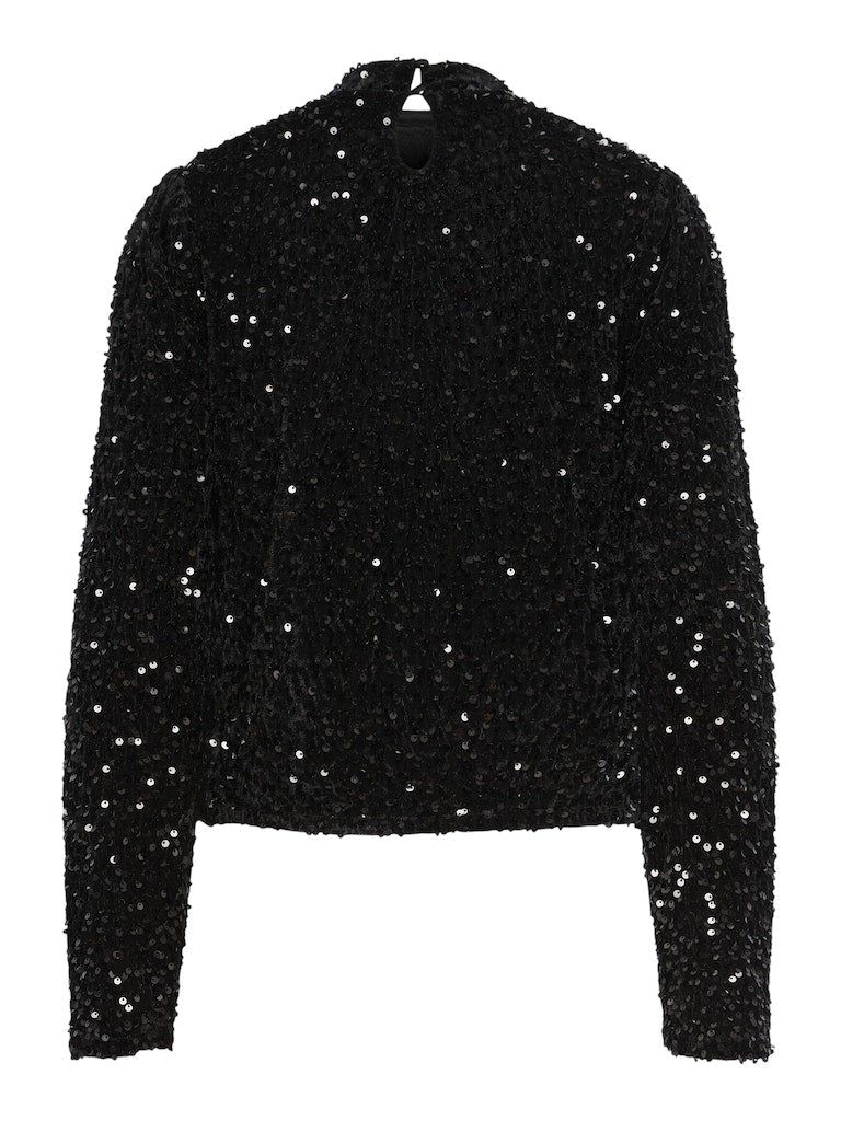 PcKam LS Sequin Top Black