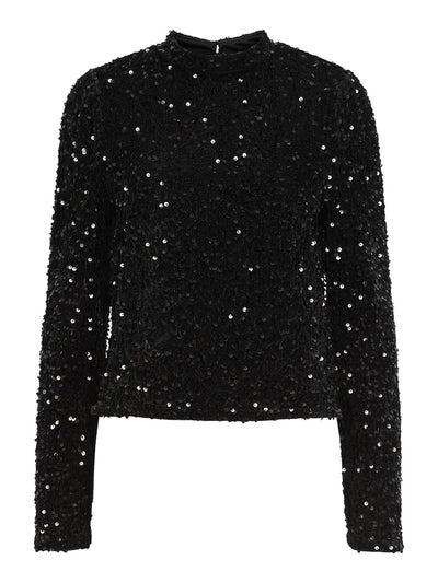 PcKam LS Sequin Top Black