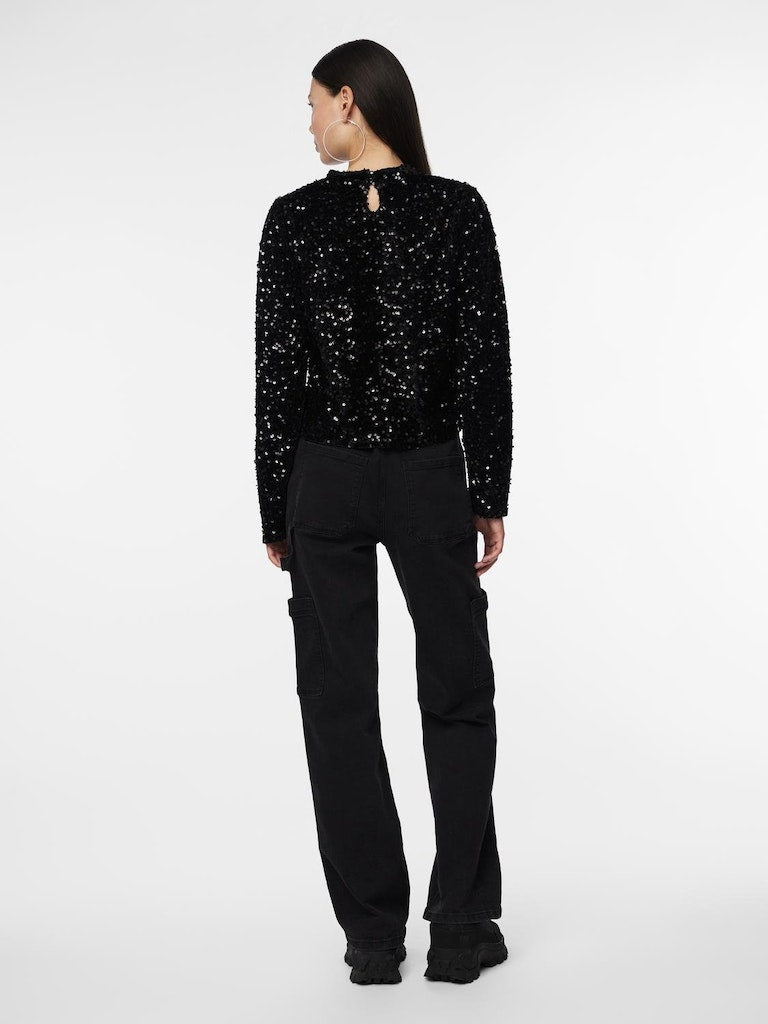 PcKam LS Sequin Top Black