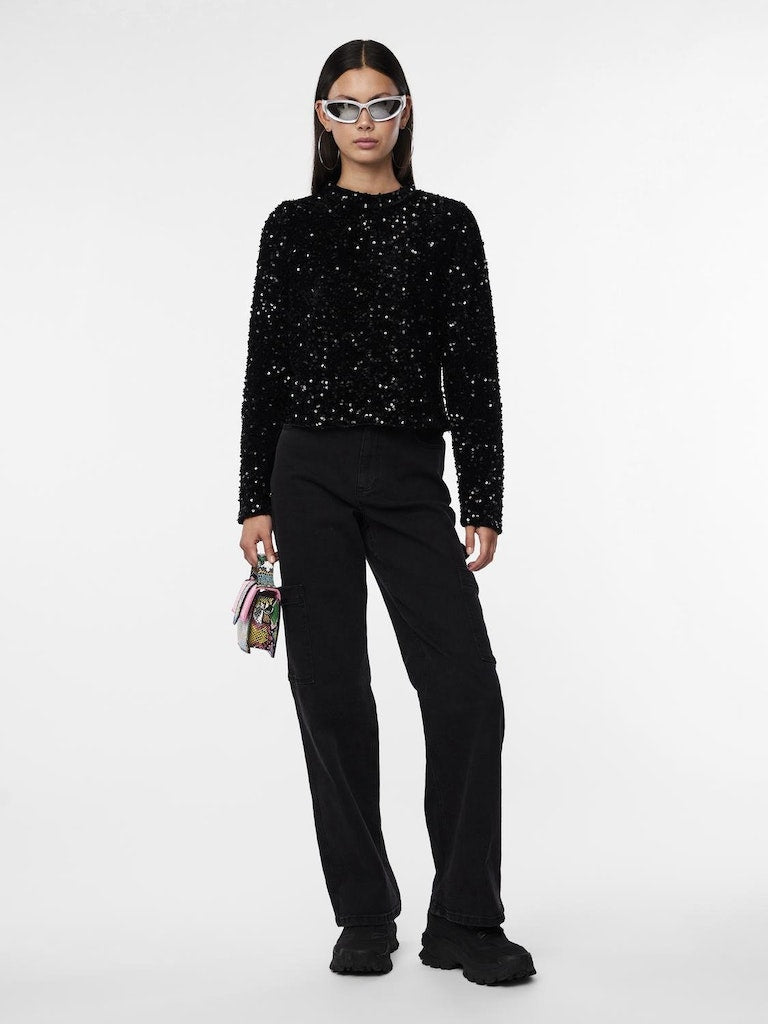 PcKam LS Sequin Top Black