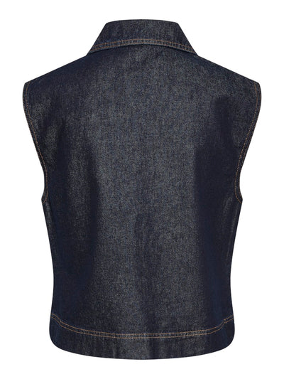 PcNevin Denim Vest Dark Blue