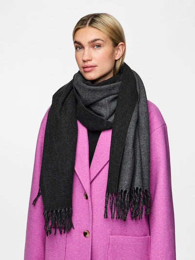 PcNoah Two Toned Scarf Grey/Black