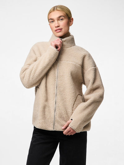 PcSadia Teddy Jacket Silver Grey