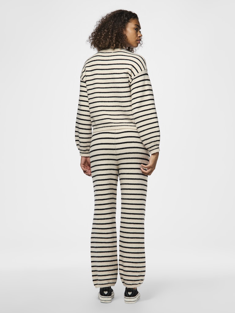 PcPenna Striped Sweatshirt Whitecap Black