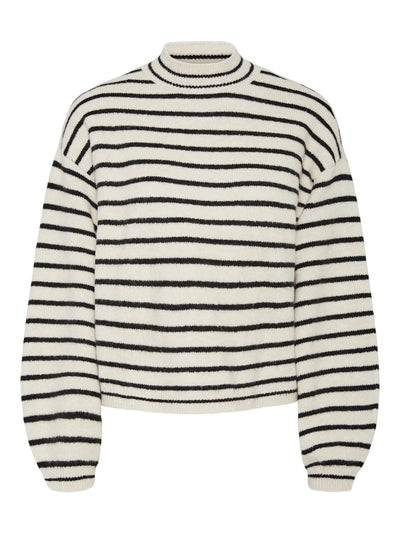 PcPenna Striped Sweatshirt Whitecap Black