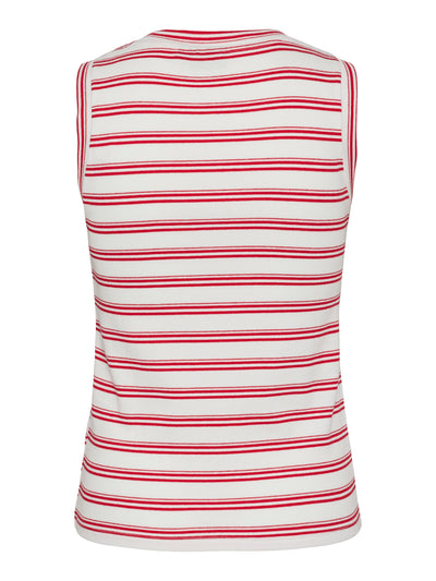 Cotton Ribbed Tank Red Stripes