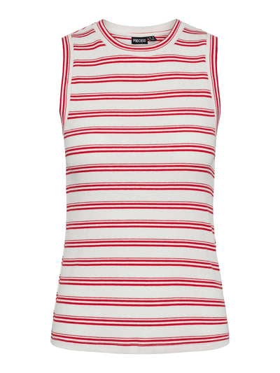 Red Striped Ribbed Tank Top