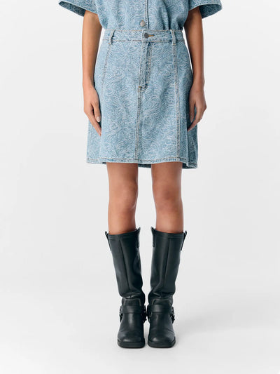 ObjMirwa Short Denim Skirt Light Blue