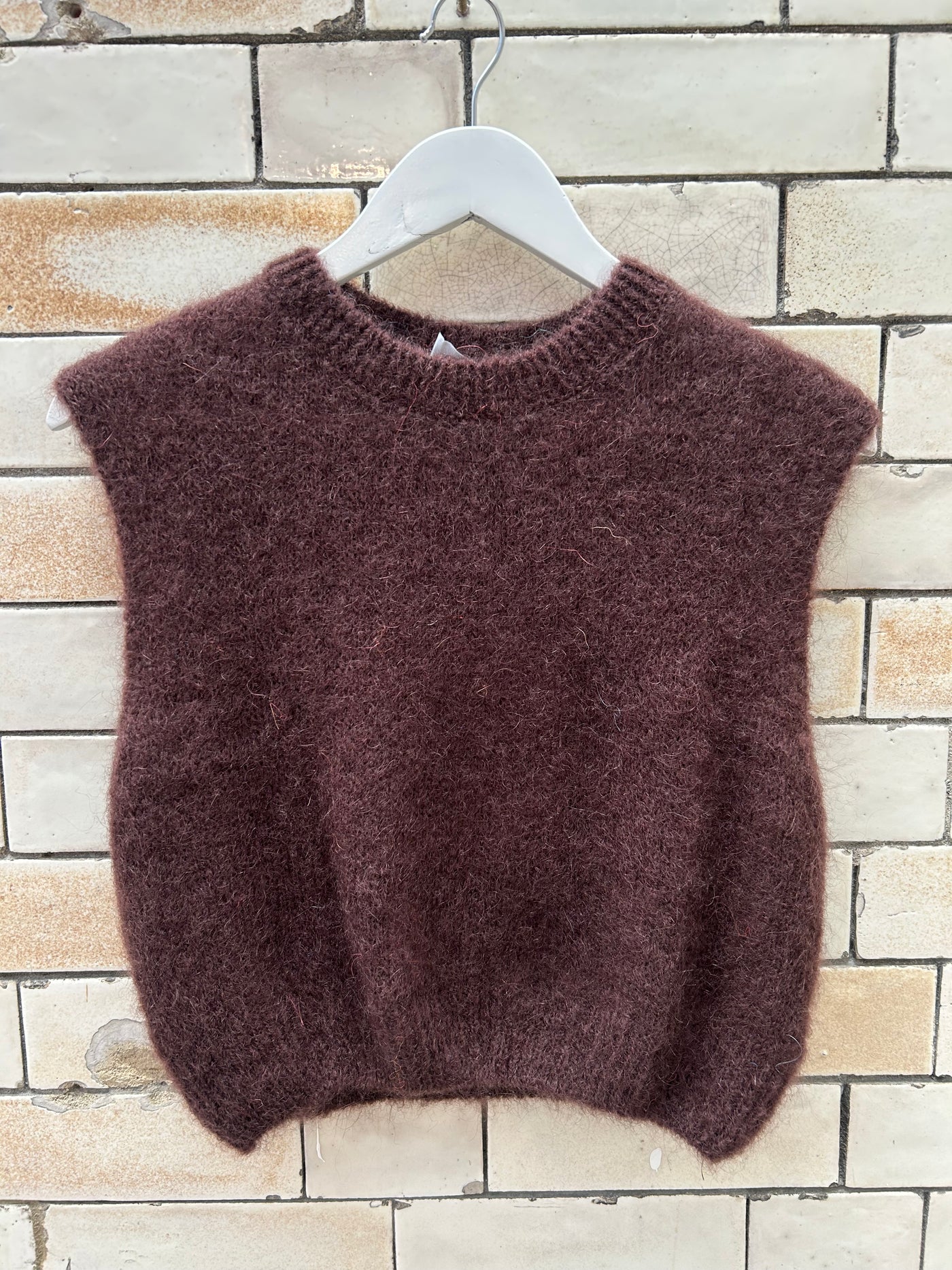 Mohair Cropped Vest - Brown