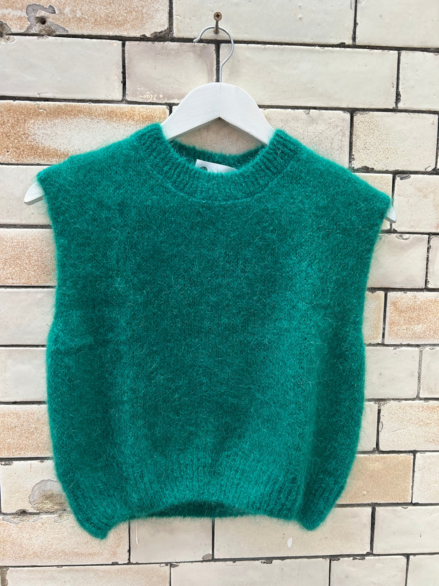 Mohair Cropped Vest - Forest Green