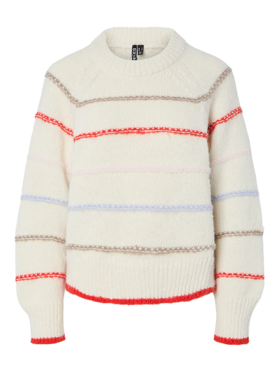 PcNelia O-Neck Knit Orange Stripes