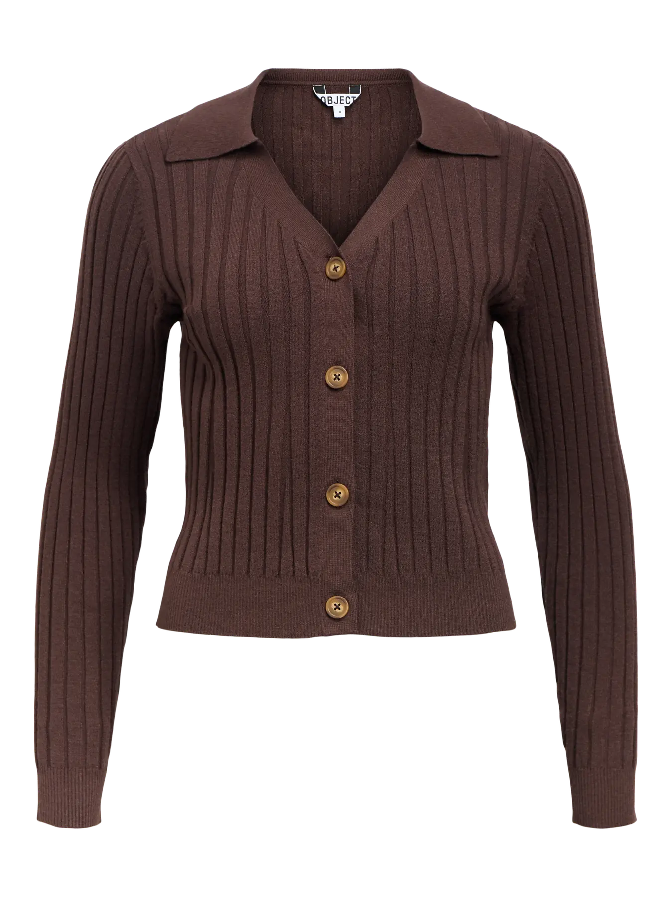 ObjThess LS Knit Rib Cardigan Brown