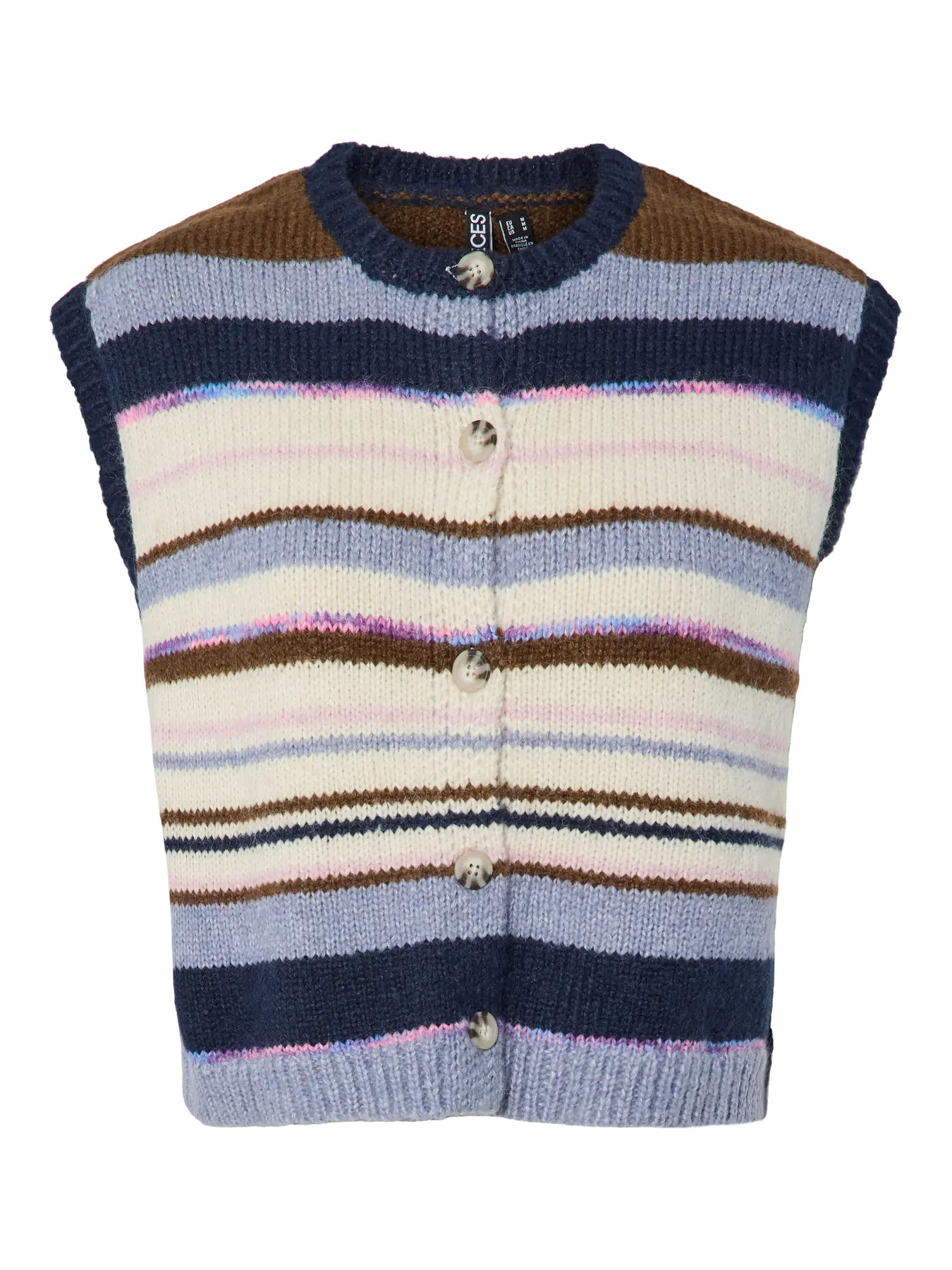 PcRye Knit Vest Blue/Brown