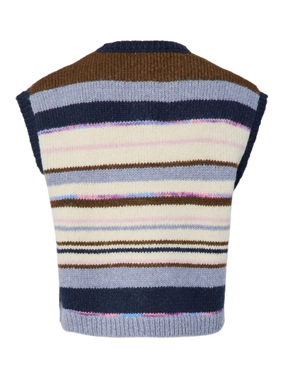 PcRye Knit Vest Blue/Brown