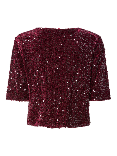 PcKam SS Cardigan Tawny Port Sequin