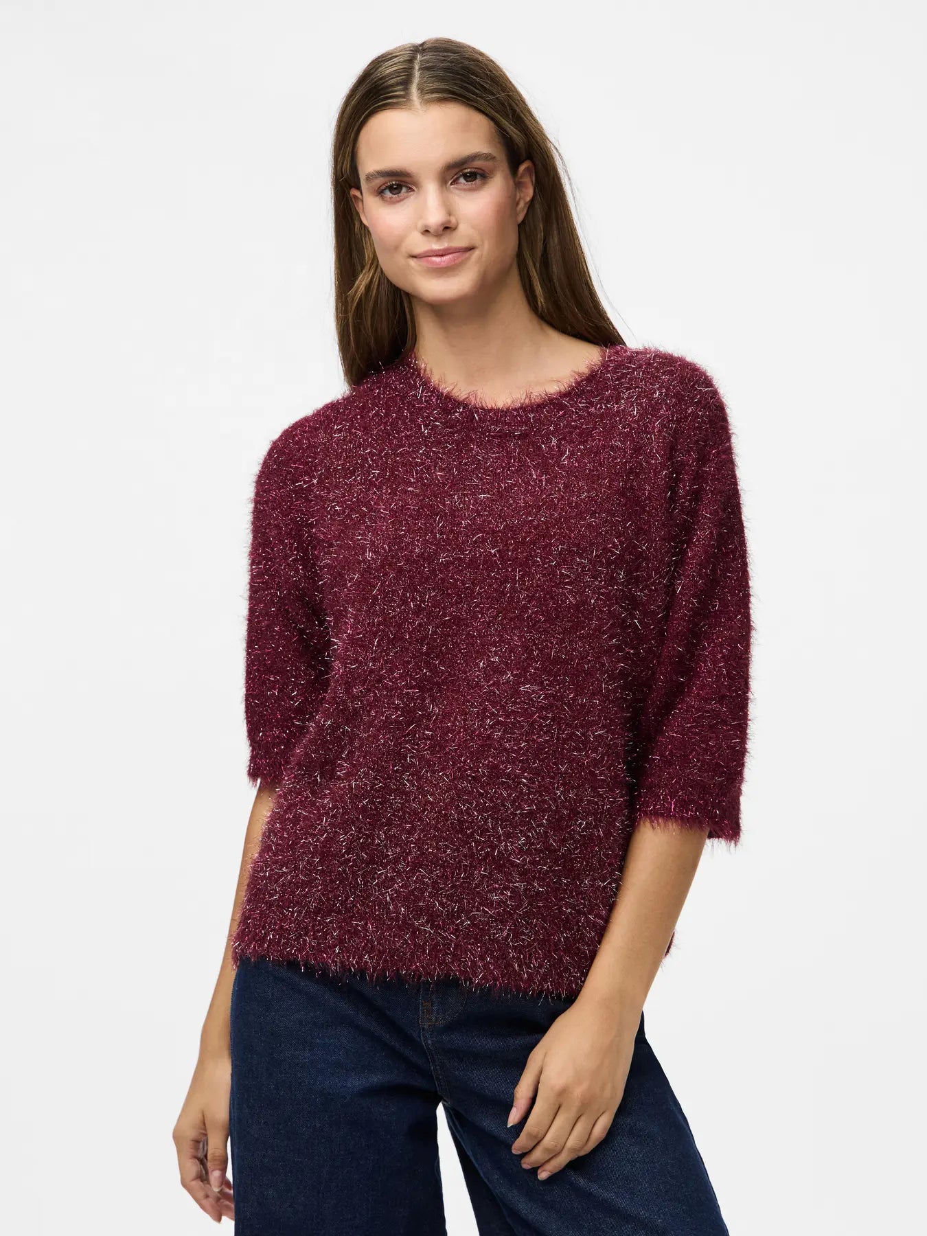PcMie SS Knit Tawny Port