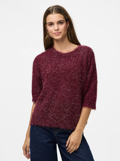 PcMie SS Knit Tawny Port