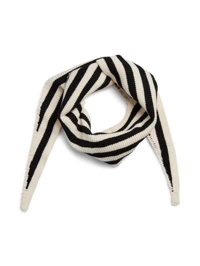 PcLullu Mini Striped Scarf Cloud Dancer/Black