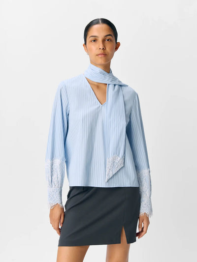 ObjAli Bow Shirt Blue/White