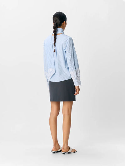 ObjAli Bow Shirt Blue/White