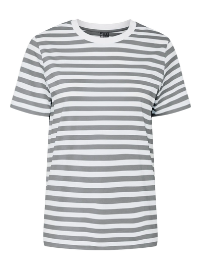 PcRia SS Bold Stripe Tee Ultimate Grey