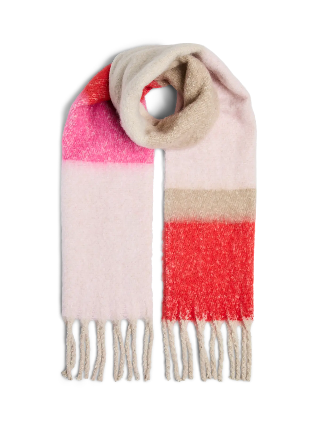 PcBea Long Scarf Goji Berry Colour Blocking