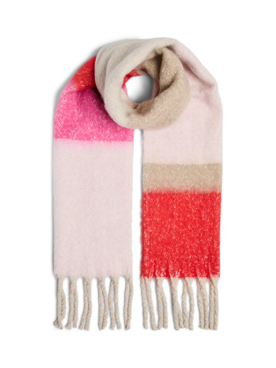 PcBea Long Scarf Goji Berry Colour Blocking