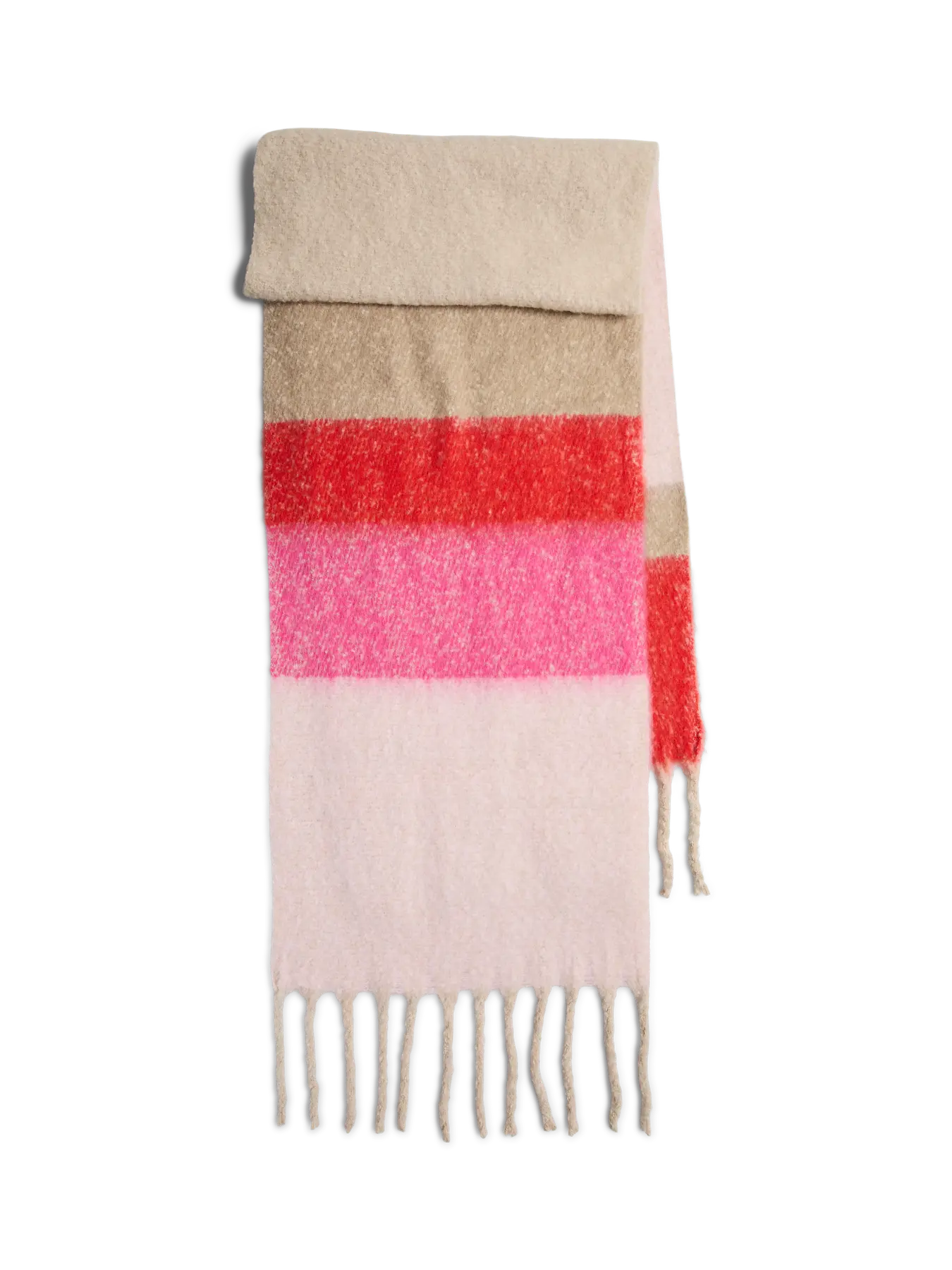 PcBea Long Scarf Goji Berry Colour Blocking