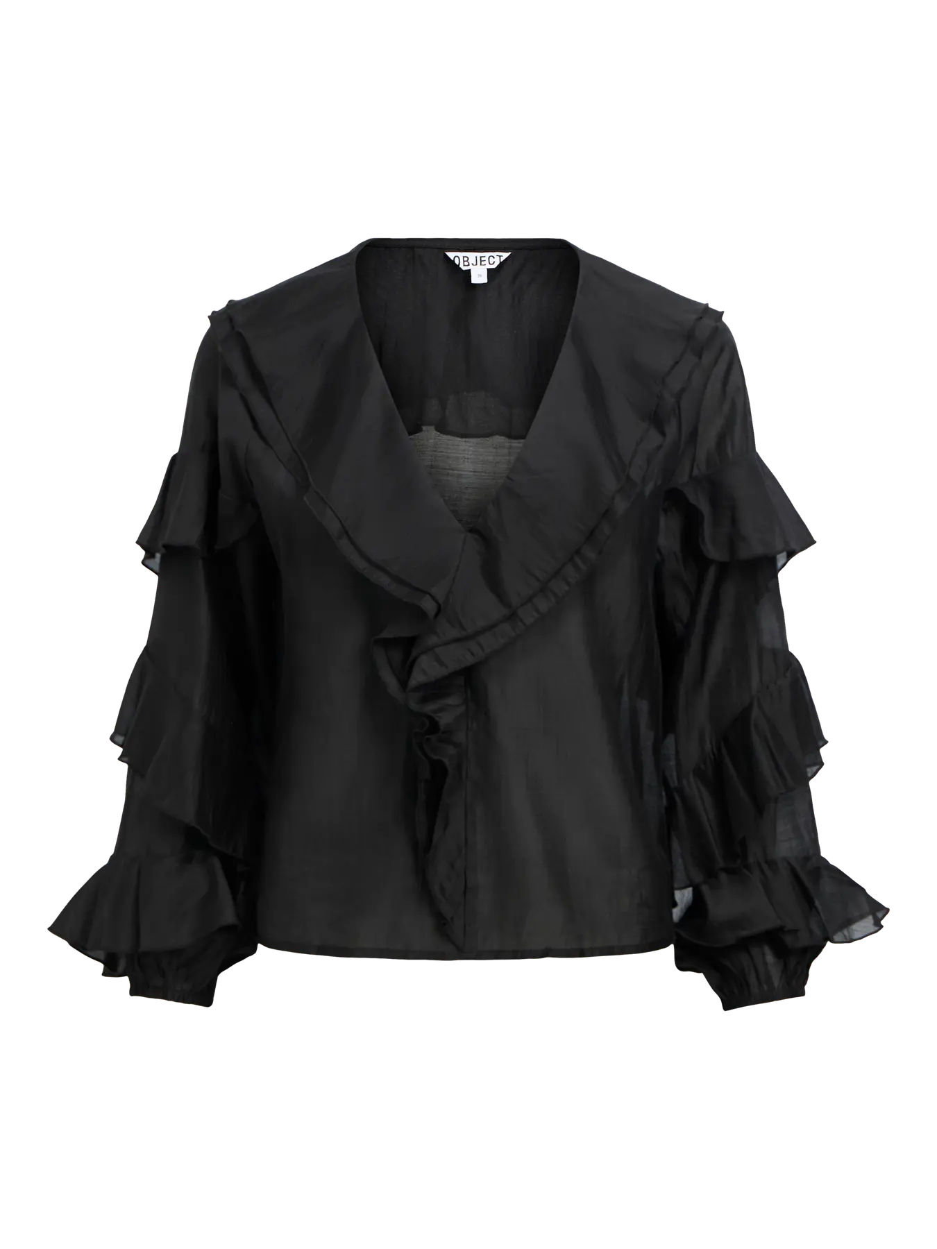 ObjZiva Ruffle Top Black