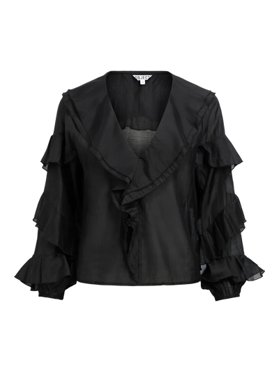 ObjZiva Ruffle Top Black