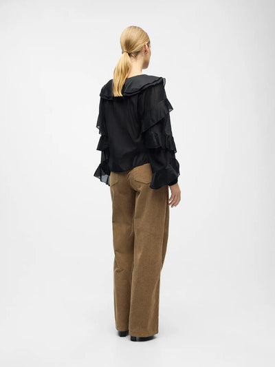 ObjZiva Ruffle Top Black