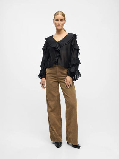 ObjZiva Ruffle Top Black