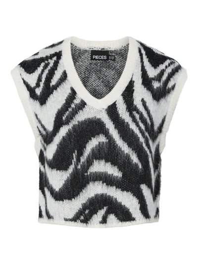 PcMynthe Knit Vest Cloud Dancer/Black