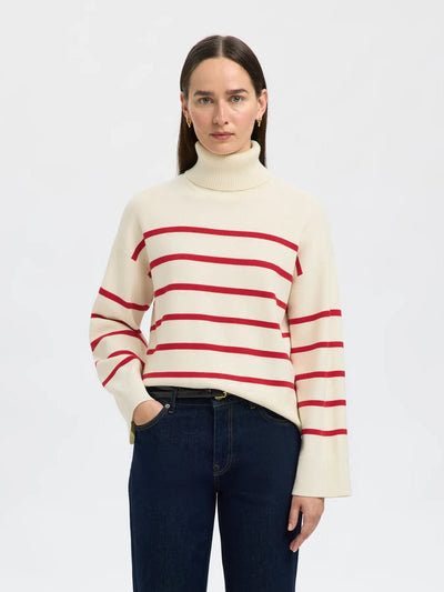 SlfKamma LS Knit Birch/ Red