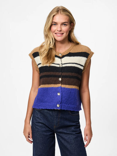 PcJida Knit Gillet Hot Fudge/Bluing