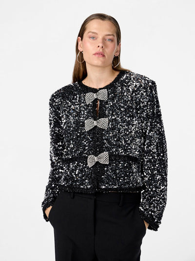 YasBow Sequin Jacket Black