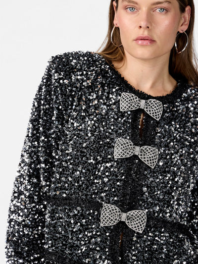 YasBow Sequin Jacket Black