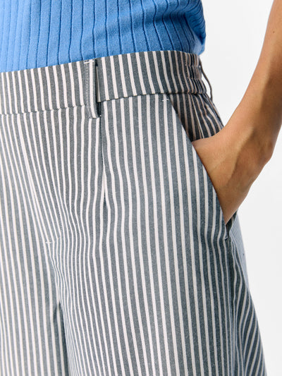 ObjLisa Wide Trousers Cloud Dancer/Sky Captain Stripes