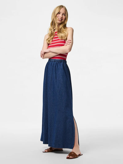 PcTenim HW Maxi Skirt Medium Blue Denim