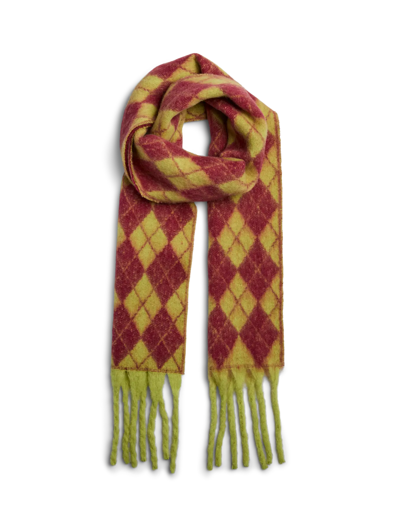 PcMaria Long Scarf Dark Citron Check