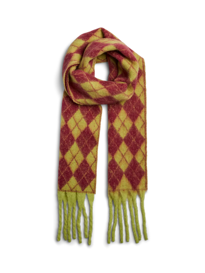 PcMaria Long Scarf Dark Citron Check