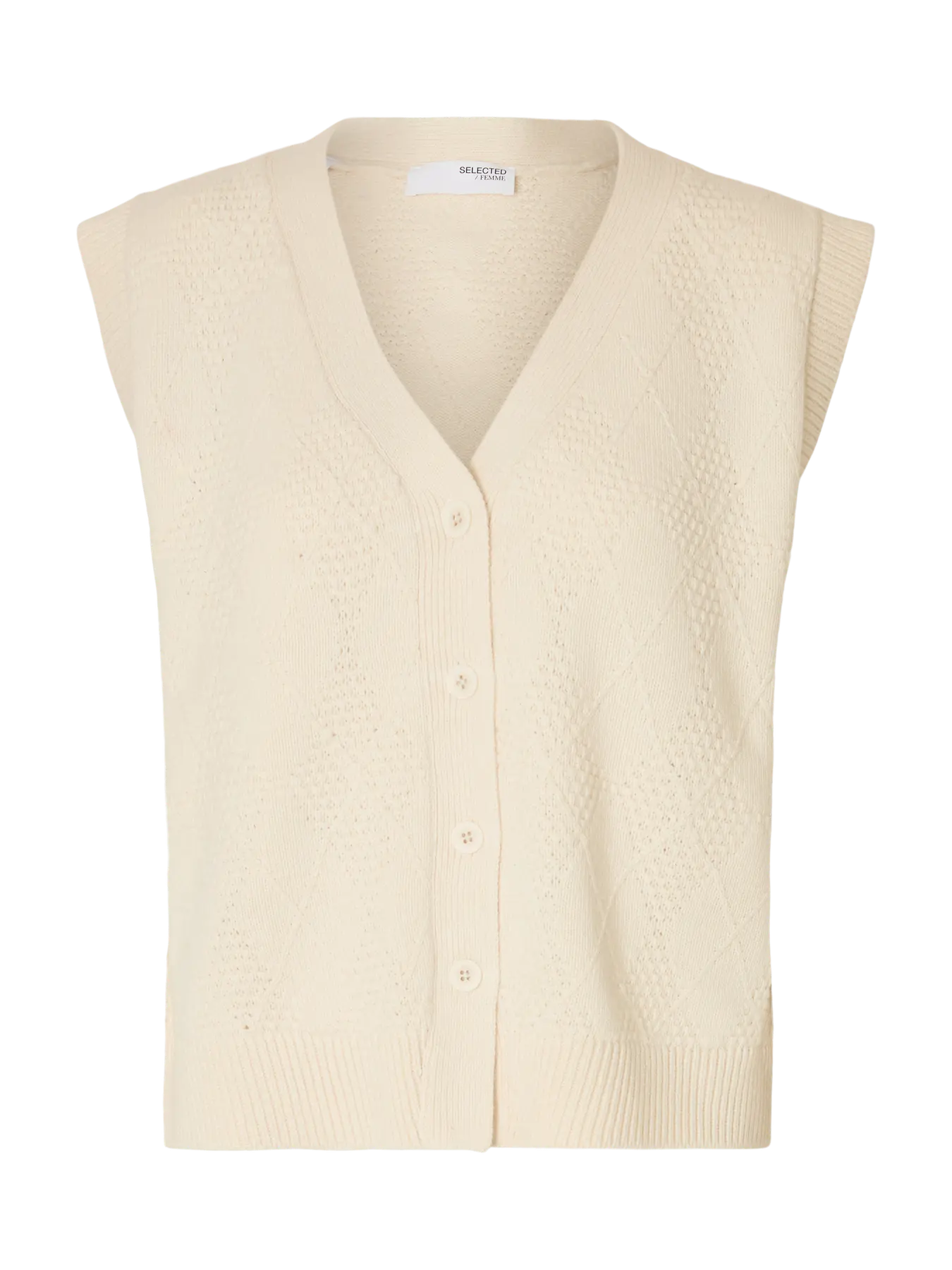 SlfEa Button Knit Vest Snow White