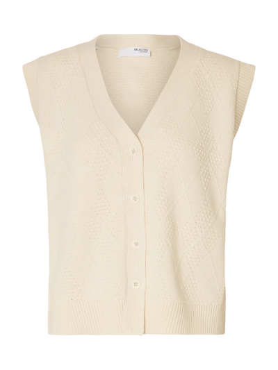 SlfEa Button Knit Vest Snow White