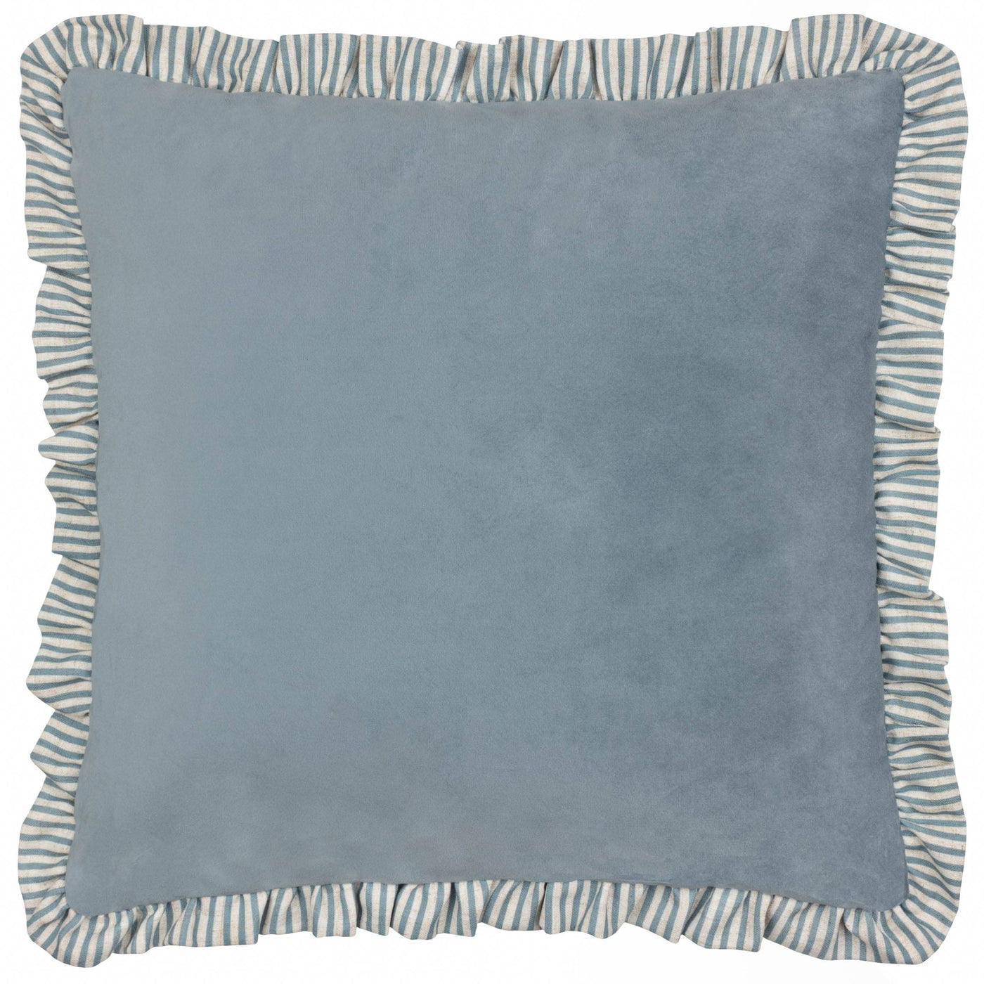 Solene Ruffle Matte Velvet Cushion Blue: Blue 45 x 45cm