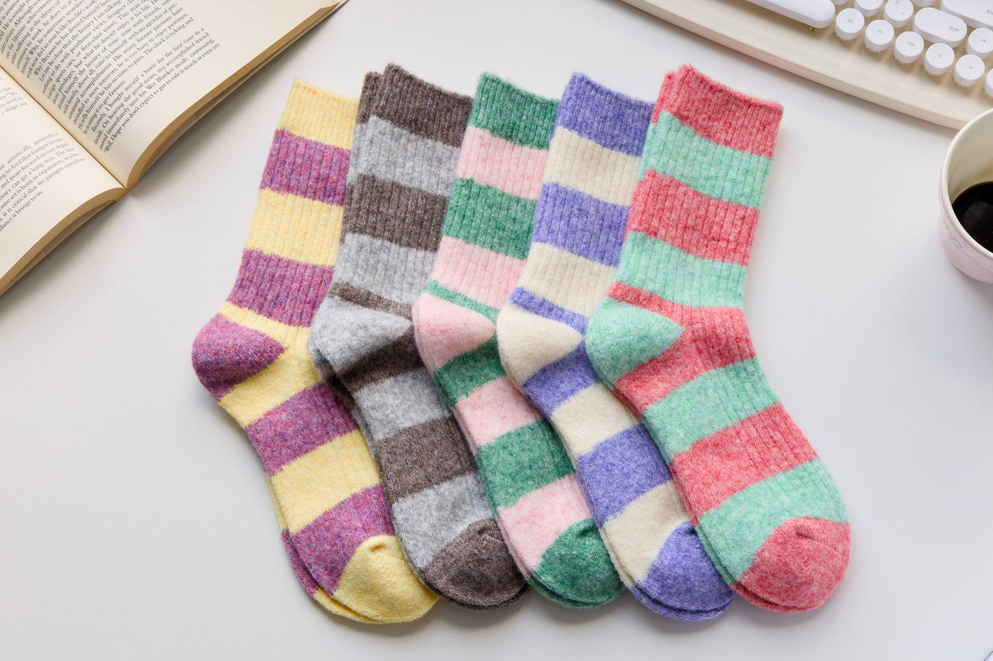 Warm Cashmere & Wool Blend Socks Brown