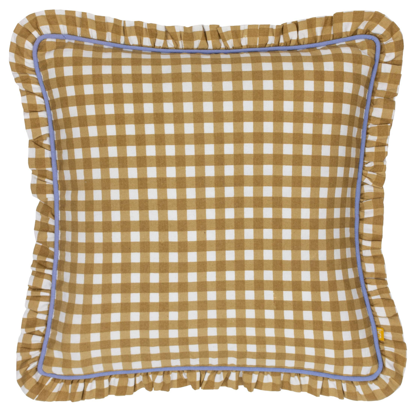 Maude Gingham Reversible Piped Cushion Gold 45 x 45cm