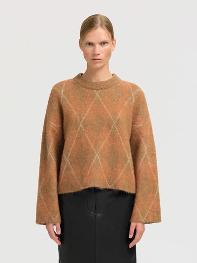SlfLulu Argyle Knit Golden Brown
