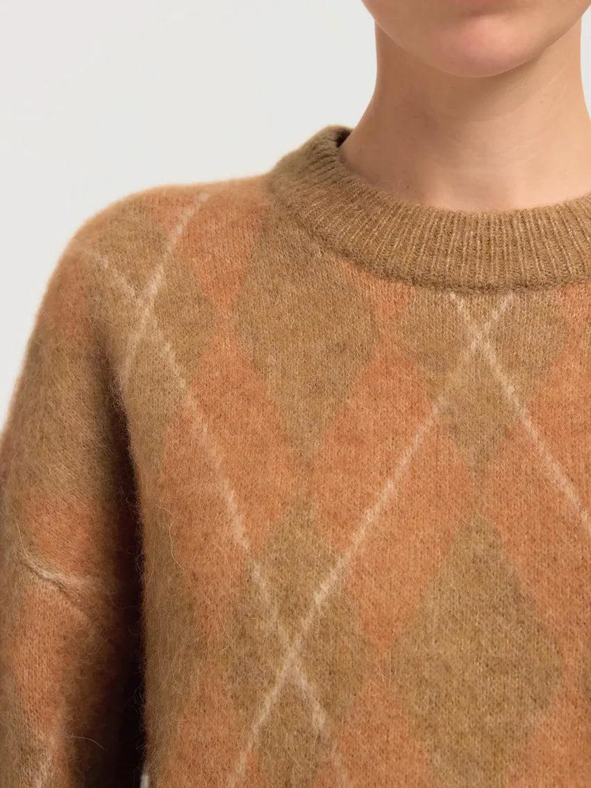 SlfLulu Argyle Knit Golden Brown