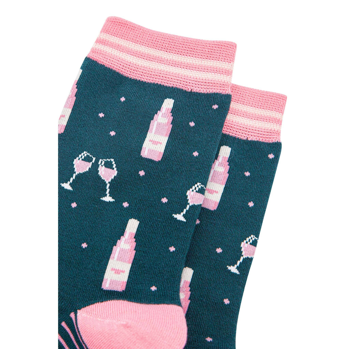 Women's Bamboo Socks - Forest Green/Light pink, Rose Wine: UK 3-7 | EU 36-40 | US 5-9