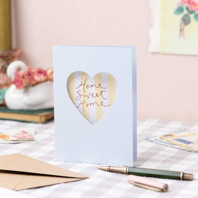 'Home Sweet Home' Blue New Home Cut Out Heart card